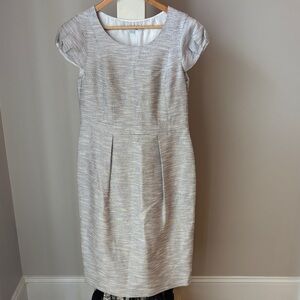 Boden Silver-Blend Textured Cap-Sleeve Midi Dress Size 12 L